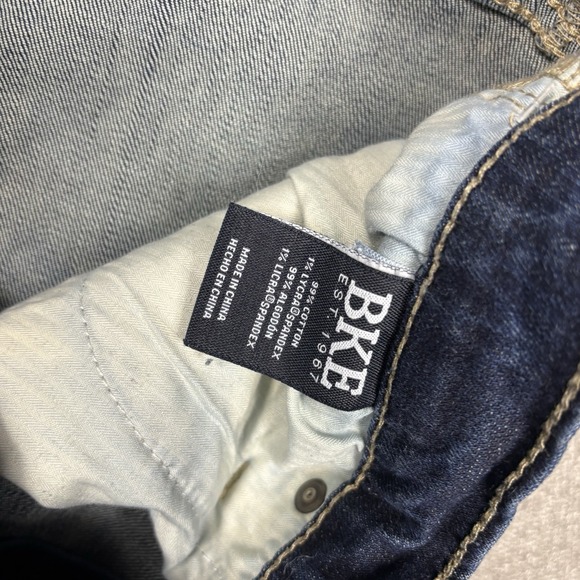 BKE Ethan Straight Fit Jeans Mens 33x32 Blue Whiskered Denim Medium Wash - Picture 7 of 9